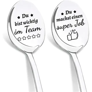 DIKARIYA Kleine Dankeschön für Kollegen, Kaffeelöffel mit Gravur Du Bist Wichtig im Team, Lieblings Kollegen Danke Team Geschenke Kollegin Mitarbeiter Abschiedsgeschenk Jobwechsel für Büro und Arbeit