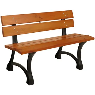 MCW Gartenbank Teak Dekor , Teakfarben , Holz , 125x78x59 cm , Gartenmöbel, Gartenbänke