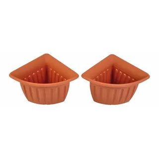 Eck-Blumentopf 2er-Set Terrakotta Pflanztopf Blumenkübel Pflanzkübel Pflanzgefäß