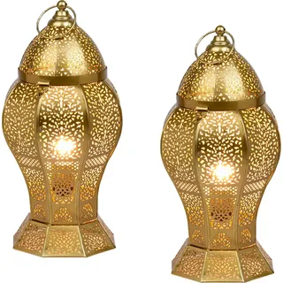 2er Set Orientalische Deko Tischlampe Nachttischlampe Lampe Jaleel Gold - Gold