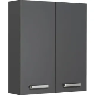 Saphir "Quickset Wand-Badschrank 60 cm breit mit 2 Türen und 2 Einlegeböden", Badezimmer-Hängeschrank inkl. Türdämpfer, Griffe in Chrom glanz), anthrazit, anthrazit glanz