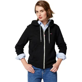 Tommy Hilfiger Damen Zip-up Hoodie – Classic Sweatshirt for Women with Drawstrings and Hood Kapuzenpullover, Schwarz, L (7er Pack)
