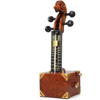 Handgefertigtes Metronom aus Massivholz – Vintage-Violinen-Design mit goldenen Akzenten, präzisionsmechanischem Uhrwerk und luxuriösem Geigenmacher-Finish, handgefertigt für Musiker, Lehrer und