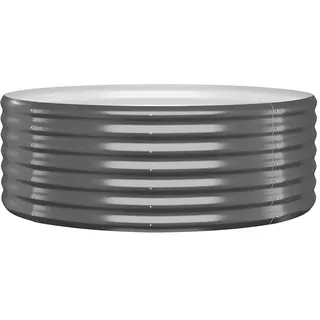 vidaXL Hochbeet, Rund, 100/100/36cm, aus Verzinkter Stahl, Anthrazit , Grau , Metall , 100x36x100 cm , Gartenzubehör, Hochbeete
