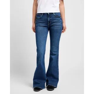 Bootcut-Jeans LEE "BREESE", Damen, Gr. 29, Länge 33, blau (rain falls), Denim/Jeans, Obermaterial: 61% Baumwolle, 34% Viskose, 3% Elastomultiester, 2% Elasthan, unifarben, skinny fit lang, Jeans Bootcut-Jeans, im Five-Pocket Style