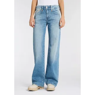Straight-Jeans HERRLICHER "Prime New Denim Stretch", Damen, Gr. 30, Länge 32, blasted, Denim/Jeans, Obermaterial: 98% Baumwolle, 2% Elasthan, straight fit lang, Jeans Straight-Jeans, mit Spitzbund hinten