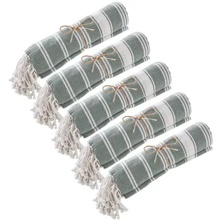 Butlers Hamamtuch (5er Set) Surfside , Dunkelgrün , Textil , 90x170 cm , Heimtextilien, Badtextilien, Saunatücher