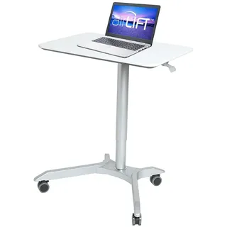 Seville Classics Airlift XL 71 cm pneumatisch mobiler Steh-Sitz (68,8 bis 106,4 cm H), weiß Höhenverstellbarer Tisch, Aluminium, 71 x 50 cm