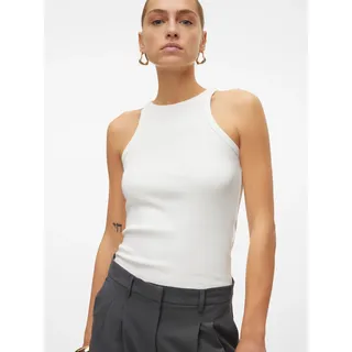 Vero Moda Tanktop "VMCHLOE SHORT TANK TOP JRS NOOS", Damen, Gr. S (36), weiß (snow weiß), Jersey, Obermaterial: 95% Baumwolle, 5% Elasthan, unifarben, slim fit normal, amerikanischer Ausschnitt, Tops Tanktop