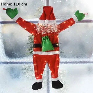 Outdoor LED Licht Weihnachtsmann Dekoration Weihnachtsmann Klettern Fenster Tür Requisiten Neujahr Aufhänger Dekor Weihnachten Spielzeug,110cm, warmweiße Lichter, 80% polyester
