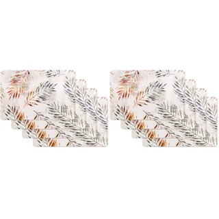 Vénilia Tischset Lapu - Hellgrau Palmenblätter Sommer - 4er Set, 45 cm x 30 cm - Platzsets abwaschbar, Tischschutz, Platzdeckchen, schmutz- und wasserabweisend, lebensmittelecht (Packung mit 2)