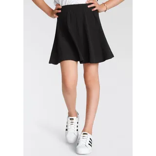 Skaterrock KIDSWORLD, Mädchen, Gr. 152/158, schwarz, Jersey, Obermaterial: 95% Baumwolle, 5% Elasthan, unifarben, ausgestellt ca. Mitte Oberschenkel, Röcke Skaterrock, weit schwingende Form, mit Rundumgummizug