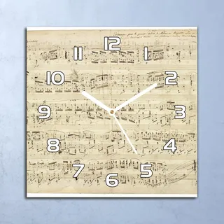 Deko Glasuhr Wanduhr 30x30 Chopin Musik Noten Quarz Küchenuhr Bürouhr
