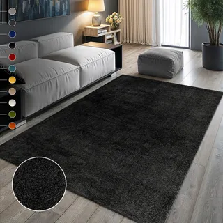 Sanat UNI Kurzflorteppich 60 x 110 cm Schwarz