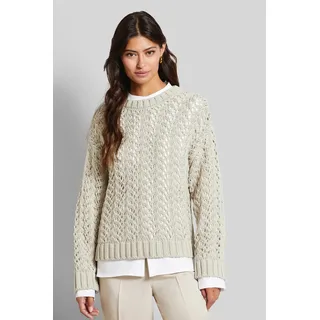 bugatti Rundhalspullover mit Lochstrick, beige