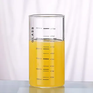 Gläser Milchbecher Borosilikatglas Milchtasse Saftgläser mit Skala Kaffeegläser Teegläser Trinkgläser Kältebeständig Glasmessbecher Heizbeständig Messbecher Getränkegläser (Schwarz)