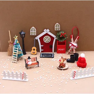 31Stk Wichteltür Zubehör Weihnachten,Miniaturwichtel Zubehör Tür,Wichtel Zubehör Weihnachten,Weihnachtswichtel Tür Tabelle Stuhl,