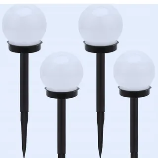 Verk Group Solar Gartenkugel-Steckleuchte 10 cm Kunststoff 4er Set Weiß