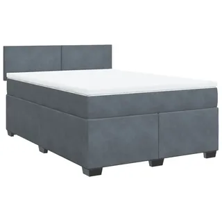 vidaXL Boxspringbett mit Matratze Dunkelgrau 140x200 cm Samt - Grau