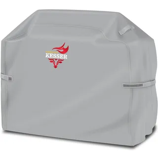 KESSER® Premium BBQ Grillabdeckung Gasgrill Grillhaube Abdeckung Wetterfest - für Weber, Brinkmann, Char Broil Grill Abdeckhaube Schutzhülle | 600D Oxford- Gewebe Reißfest - Grau