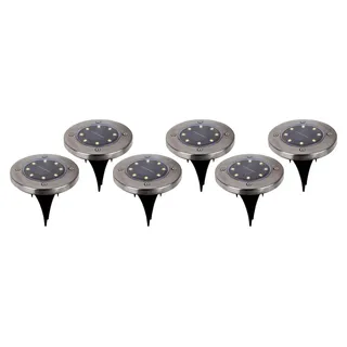 NÄVE Solar-Bodenleuchte Edelstahl 14 cm 6er Set grau