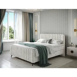 Mid.you Boxbett , Beige , Textil , H3 , Höhe ca. 23 cm , 160x200 cm , Bettkasten, gepolstertes Kopfteil, Stoffauswahl, Topper durchgehend, in verschiedenen Größen erhältlich , Holzmöbel, Holzbetten, Boxspringbetten Holz