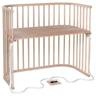 Babybay Beistellbett , Naturfarben , Holz , Buche , vollmassiv , 62x96.50x110 cm , Sprossen im Normabstand, Lattenrost stufenlos höhenverstellbar, zur Sitzbank umbaubar, zum Gitterbett umbaubar, höhenverstellbar, sehr stabil , Babymöbel & Kindermöbel, Babyzimmer, Babybetten, Beistellbetten