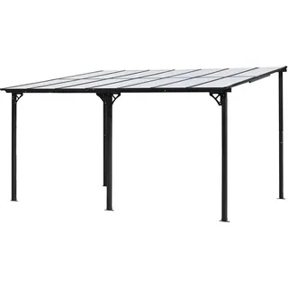 HOME DELUXE Terrassenüberdachung ECO Anthrazit - 300 x 420 cm, Anthrazit | Wetterfeste Alu-Überdachung für Terrasse & Garten - Grau