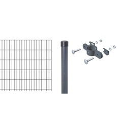 Alberts 643683 Erweiterung zum Doppelstabmattenzaun | verschiedene Höhen - wahlweise in verschiedenen Farben | anthrazit | Höhe 100 cm | Länge 2 m