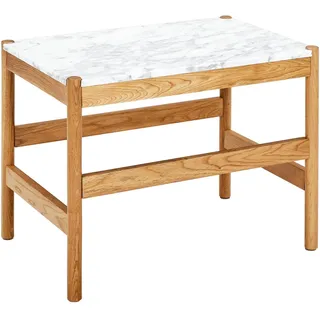 Mid.you Couchtisch , Naturfarben, Weiß , Holz, Stein , Eiche , massiv , rechteckig , rund , 42x40x60 cm , Holzmöbel, Holztische, Wohnzimmertische Holz, Couchtische Holz