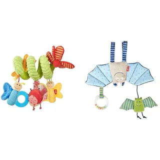 Sigikid 42249 Aktiv-Spirale Schmetterling Baby Activity On Tour Mädchen Babyspielzeug empfohlen ab Geburt Mehrfarbig & 41013 Anhänger Fledermaus Urban Mädchen und Jungen Babyspielzeug