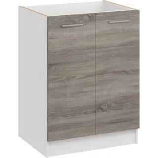 Roe Furniture | Küchenunterschrank 60 cm - DunkelSonoma - Dunkelbraun - Platzsparend und Vielseitig - Ohne Arbeitsplatte - Unterschränke Küche - D60