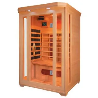 purehaven Infrarotkabine 120x105x190 cm aus kanadischem Hemlock-Holz Bluetooth-Soundsystem Timer Lichttherapie in 4 Farben digitale Steuerung