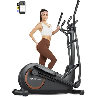 MERACH Crosstrainer für Zuhause mit 42 cm Schrittlänge, Ultraleise Ellipsentraine, manuell Widerstand, 16 Widerstandsstufen, Bluetooth, App-Steuerung & Pulssensor, belastbar bis 150 kg