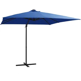 Ampelschirm mit LED-Leuchten 250 x 250 cm azurblau