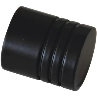 GARDINIA Endknöpfe für Gardinenstangen, 2 x Endstück Zylinder, Serie Chicago, Metall, Schwarz-matt, Durchmesser 20 mm