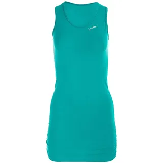 Winshape Damen Fitness Freizeit Longtop WTR15 mit seitlicher Raffung, Slim Style Tanktop, Ocean/Grün, XL