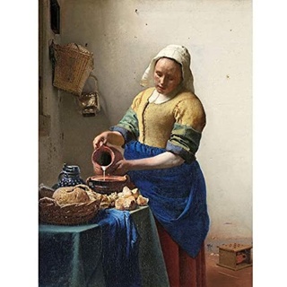 Artery8 Vermeer The Milkmaid Woman Kitchen Painting Art Print Canvas Premium Wall Decor Poster Mural Frau Küche Gemälde Wand Deko