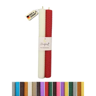 Wachsmann Bienenwachskerzen handgerollt, 100% Bienenwachs, 2er Set in vielen Farben, Made in Germany