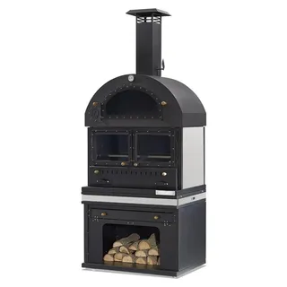 Eleganter Grillkamin aus Edelstahl in Schwarz für Garten und Terrasse - Schwarz