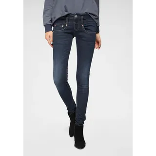 Slim-fit-Jeans HERRLICHER "Pitch Slim Denim", Damen, Gr. 31, Länge 32, blau (dull), Denim/Jeans, Obermaterial: 78% Baumwolle, 19% Polyester, 3% Elasthan, slim fit lang, Jeans Slim-fit-Jeans, aus Stretch-Denim