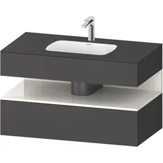 Duravit Qatego Einbauwaschtisch mit Konsolenwaschtischunterbau, 1000x550x600mm, Nische Weiß Hochglanz, QA4786022, Farbe: Graphit Matt/mit Nischenbeleuchtung