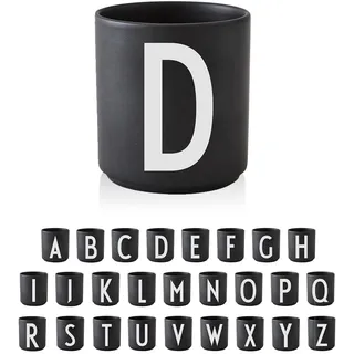 Design Letters Buchstaben Tasse Personalisiert (A-Z) | Kaffeebecher Porzellan Schwarz | Geburtstagsgeschenk, Personalisierte Geschenke | Geschenke für Frauen, Männer| Initialen Tasse | Teetasse 250Ml