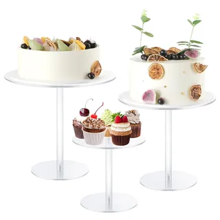 Acryl-Kuchenständer 3er-Set, transparenter Tortenständer, hoch, Kuchenständer für Desserttisch, Display-Set, Cupcake-Ständer, Süßigkeiten-Display