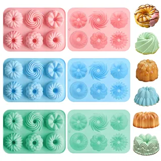 VUTYNKO Gugelhupfform Silikon, 3 Stück Silikon Gugelhupf Backformen Wiederverwendbar, Mini Muffinform Silikon mit Antihaftbeschichted für Kekse Bagels Muffins