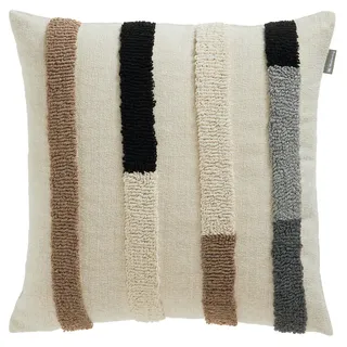 Musterring Kissenhülle , Creme, Naturfarben, Schwarz, Beige , Textil , Streifen , 45x45 cm , hochwertige Qualität , Heimtextilien, Bezüge, Kissenbezüge