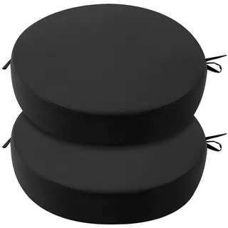 Sitzkissen Stuhl 40x40 cm im 2er Set – Sitzkissen Outdoor mit Memory Foam-Sitzkissen für Indoor & Outdoor Nutzung–Stuhlkissen Rund, Sitzpolster Gartenstuhl Balkon Terrasse–Garten Sitzpolster (Schwarz)