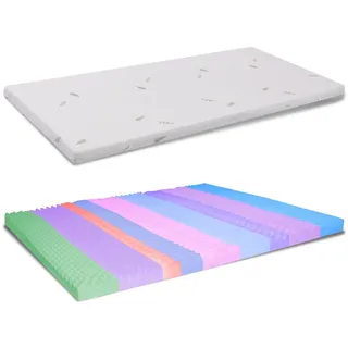 Matratzenauflage aus Memory-Schaum, Einzelbett, 90 x 200 cm, Höhe 5 cm, Abnehmbarer Bezug aus Aloe Vera