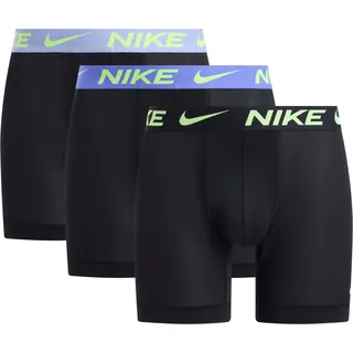 Boxershorts NIKE UNDERWEAR "BOXER BRIEF 3PK", Herren, Gr. M, 3 Stk., ewe schwarz, lght thistle, saphir, anthracit, Jersey, Obermaterial: 90% Polyester, 10% Elasthan, unifarben, körpernah, Unterhosen Boxershorts, mit NIKE Logo-Elastikbund