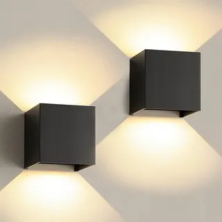 ZHMA Aussenleuchten Hauswand 2 Stück Einstellbarer Lichtstrahl,12W 3000K Warmweißes Licht Wandlampe Up and Down Leuchten Innen/Aussen Wasserdicht IP65 für Wohnzimmer,Balkon,Schlafzimmer,Flur,Schwarz